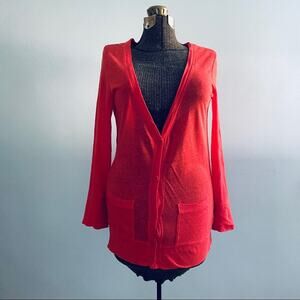 J Crew dark orange linen long cardigan